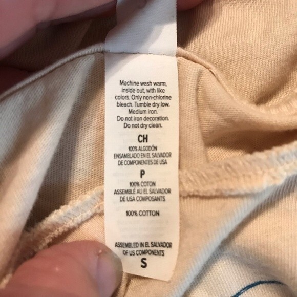 CANVAS Size Small Men's Short Sleeve T-Shirt Cream Lowland Hum Graphic Crewneck - Picture 5 of 6